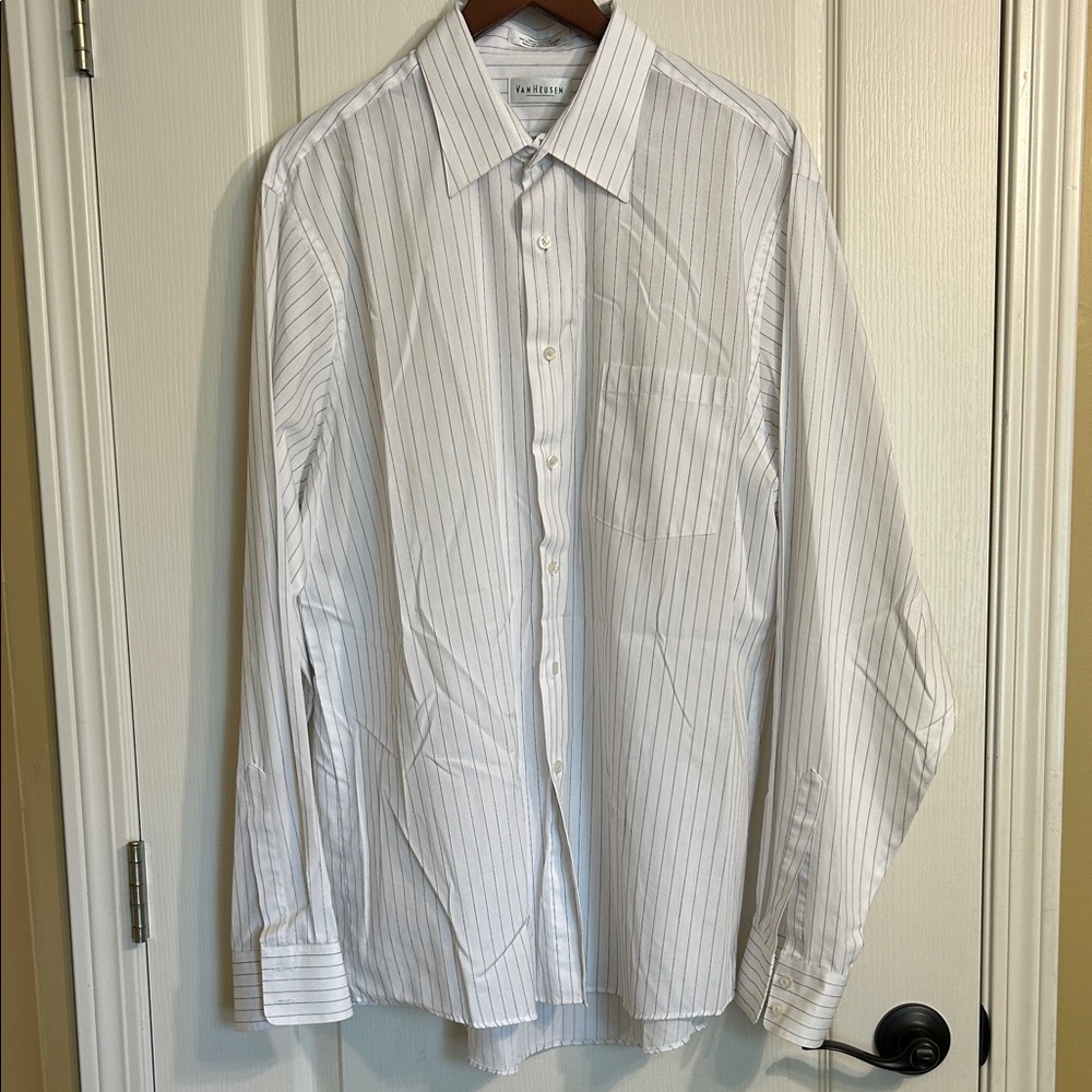 Van Heusen Men's Long Sleeve Dress Shirt with Subtle Stripes. Big & Tall. 17” 36